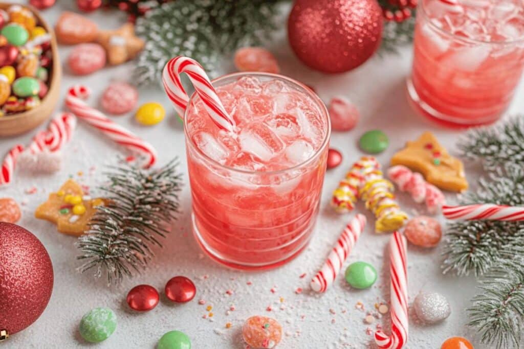 Cocktail bonbon candy cane spritzer cocktail