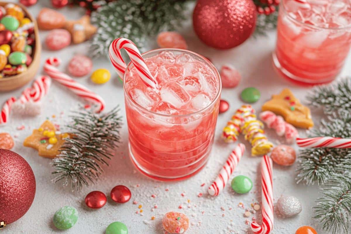 Cocktail bonbon candy cane spritzer cocktail